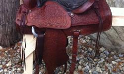 ~Christmas Specail~ $1,000 free shipping
Gorgeous vintage 15" Red Ranger saddle. Fully tooled, all leather. About 40 yrs old, in excellent condition with no marks. Very well looked after, kept indoors. Has 7" gullet. Well made saddle, made to last. Has