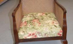 VERY NICE CANE CHAIR. COMES WITH BACK CUSHION. NICE WOOD WORK.CANE IN GOOD CONDITION.