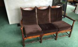 Hello. My wife and I are wanting to go modern so we are selling our classy, yet rustic, vintage sofa bench with it's two matching chairs. This is quite a nice set, could use a bit of fastening and some new cushions, but all in all it is still very solid