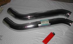 AWESOME Original Volvo Brass/Chrome
Plated TWIN Tail Pipe Set exhaust pipes
from Volvo. Brand new, were still in
the original Volvo packaging. These
could be the only ones left anywhere.
Ya gotta have these pipes for a P1800
or ES.
Two photos attached.