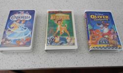 All in perfect condition! Three VHS Walt Disney movie collectibles. Cinderella,Oliver & Company, Bambi (Fully restored 55th anniversary limited edition.