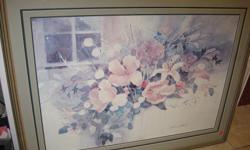 Framed water colour by D. Barton dated 1986, double matted, professionally framed 30" x 39".
