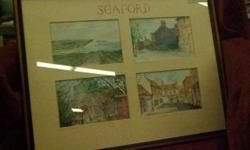 4 squares in one frame depicting 4 different scenes in a town called "Seaforth". Artist unknown. Very nice details and a wonderful, sturdy wood frame makes this a wonderful addition to your cottage or seaside home or apartment! From clean, non-smoking, no