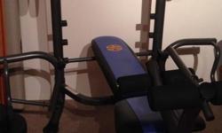 Excellent condition, comes with bar & set of 5, 10, 15 lb. weights.