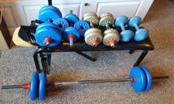 Weight bench.. barbells..dumbell..weights