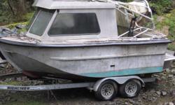 19'5" heavy welded aluminum boat. With 2008 high liner trailer. Boat is a project. Needs to be completed. Boat is finished but everything else needs to be done including interior, outboard motor, controls, lights, etc. 250-888-6838 or 250-294-2612