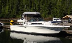 28' Wellcraft Coastal
Power; Twin chevy 350's with 280 hours on remanufactured motors. Borg Warner Velvet drive transmissions.
Auxiliary power 2010 Suzuki 9.9 high thrust low hours.
Electronics; Garmin plotter, Furuno radar, Lowrance sounder, Prawn Puller