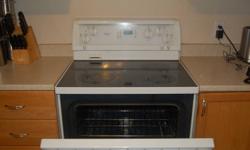 7 years old, ceramic glass cooktop stove.  White.  Excellent condition.  Features surface cooking area, anti-tip bracket, removeable storage drawer, oven light, 2 adjustable oven racks, and hot surface indicator light.   
Must pick-up.