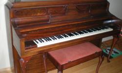 WILLIS Canadian made (Montreal) upright MAHOGANY piano with matching stool. Size: H 43" X W 24". Have beautiful sound mint condition MUST SEE.