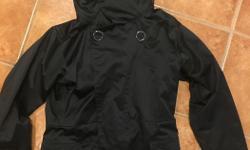Bought in Whistler for snowboarding, in excellent condition on the outside, some wear shown on the inside tag. Nice all black winter jacket made by the pacific northwest company "Bonfire". You will stay very warm and dry in this. Women's size medium. I am