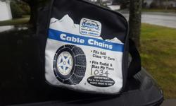 Winter Tire Chains - Leclede size 1034
http://lacledechain.com/traction/passengercar/cableseries
they fit the following size of tires (had them for my Mazda 3 - never used)
P235/50R13 P225/65R14 P205/65R15 P205/55R16 P235/55R16 235/40ZR17 1034 6 24 12