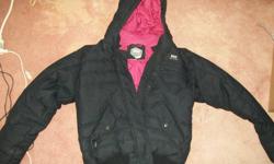 Super warm helly hansen jacket.50%duck feather 50%duck down.Worn one winter still in great shape.Black with pink liner.Says med but fits like a small.Email me for more info.