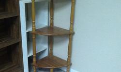 Wooden corner shelving unit. Stands about 3 feet tall. $10.00. Phone 306-537-7250 or email.