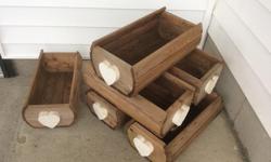 6 wooden planters in very good condition, measure 18" X 8" X 6" high ... $5.00 each