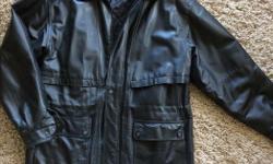 Black leather jacket, longer style. Boulevard Club. Great condition. Make an offer.