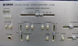 YAMAHA A-960 AMP AND T-300 TUNER. AMP HAS BEEN SERVICED.
FROM ANOTHER SITE:
ORIGINAL 960 VERSION
http://www.hifiengine.com/manual_library/yamaha/a-960.shtml
"This a special amplifier that embodies the fundamentally correct idea of power-on-demand for any