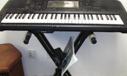 Yamaha PSR630 keyboard w/Ultimate Support stand & manual
- excellent shape
For the user's manual, download here: http://www2.yamaha.co.jp/manual/pdf/emi/english/port/PSR730E.pdf
