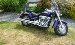 Unfortunately medical reasons are making me sell my beautiful Purple and Chrome Yamaha Roadstar. This bike has never been dropped, all services have been done, It comes with Vance Hines Long shot pipes, and the original pipes, also the bike has a hyper