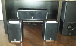 4 Speakers - 2 with stands
1 Center channel speaker
1 Woofer 120 Volts/360 Watts - 60HZ
1 Yamaha DVD player