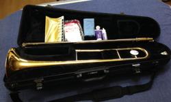 Yamaha Tenor Trombone (YSL-351). Excellent condition. Great for school band program. Incudes trombone, carry case with shoulder strap, owner's manual and cleaning supplies.
