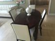 Custom made 2 3/4" thick sold wood dining table & chairs