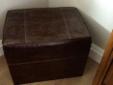 Dark Brown Leather-Like Hassock with Lift-Up Storage