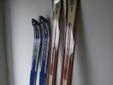 downhill/cross country skis, boots, and gear